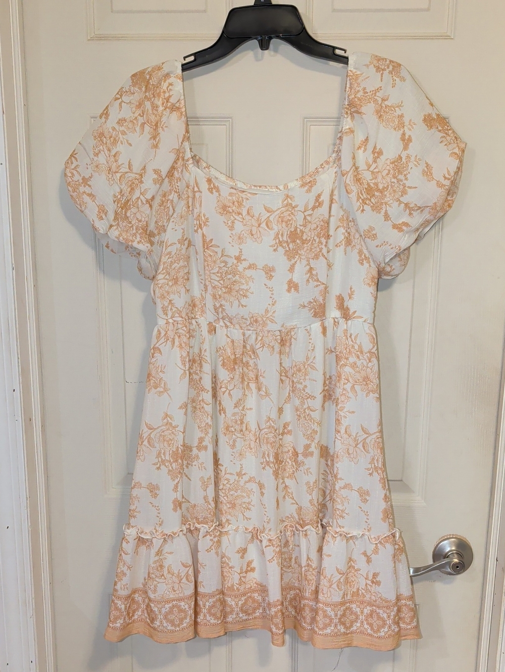 White Dress with Floral Toile Print Size L